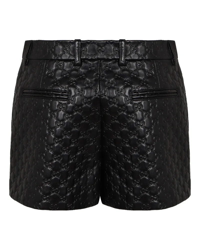 Gucci Women's Leather High-Waist Embossed Shorts Black Black