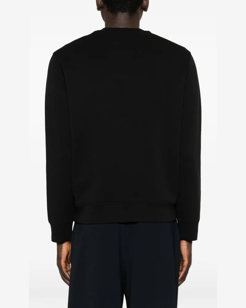 Emporio Armani Logo-Embroidered Cotton Sweatshirt — Black Black