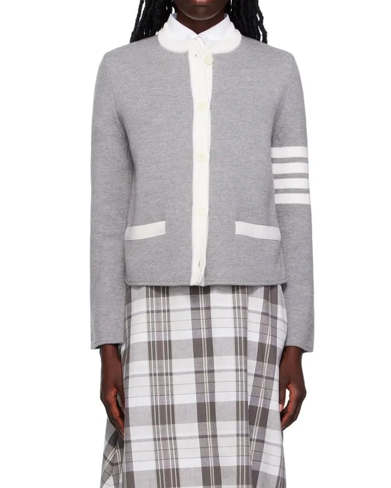 Thom Browne Women's Gray Wool Cardigan Clothing Gray