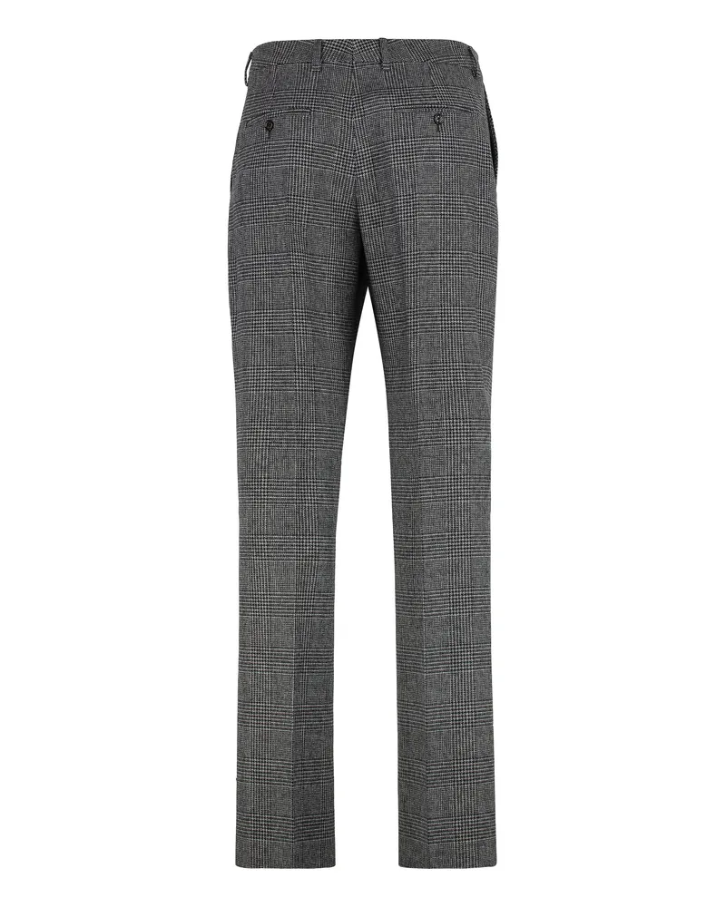 Celine Men's Prince Of Wales Checked Trousers Black Wool Black