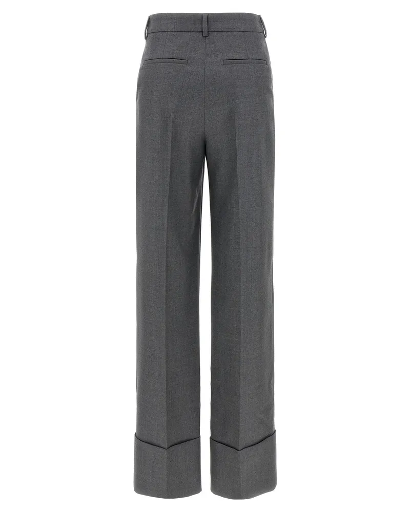 Valentino Garavani Virgin Wool Wide-Leg Trousers — Grey Grey