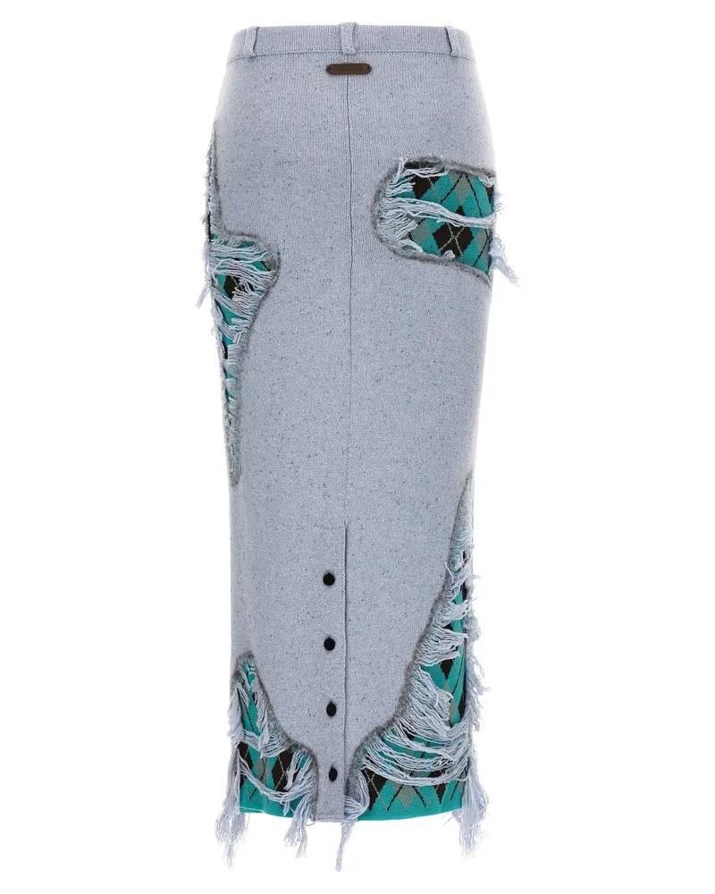 Moschino Deconstructed Argyle Skirt — Blue Blue
