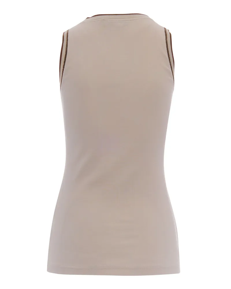 Fabiana Filippi Women's Tank Top Ribbed Jersey Cream-Taupe Cotton Vests & Tops Cream/taupe Beige