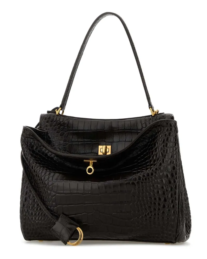 Balenciaga Women's Rodeo Top Handle Bag Brown Leather Black