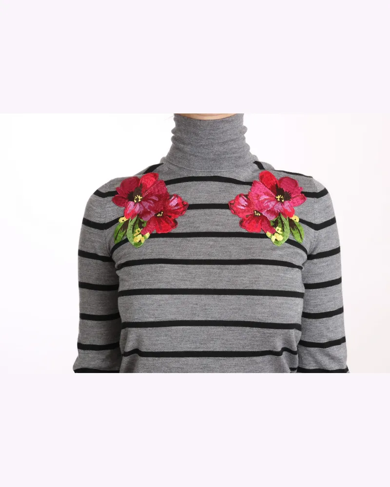 Dolce & Gabbana Women's Cashmere-Silk Striped Turtleneck Gray Gray