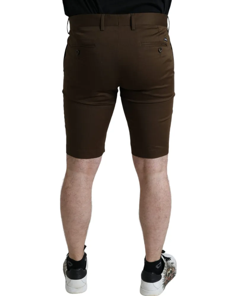 Dolce & Gabbana Brown Cotton Stretch Men Bermuda Shorts Elastane Brown