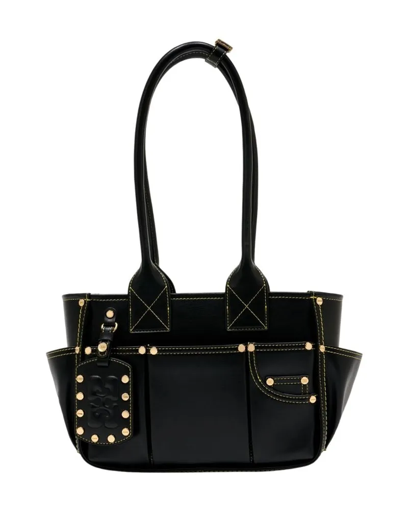 Ganni Women's Posy Small Shoulder Bag -  Leather Black Calfskin Shoulder-Hobo-Bags Black