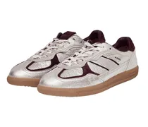Grain Shimmer Leather Sneaker — Silver