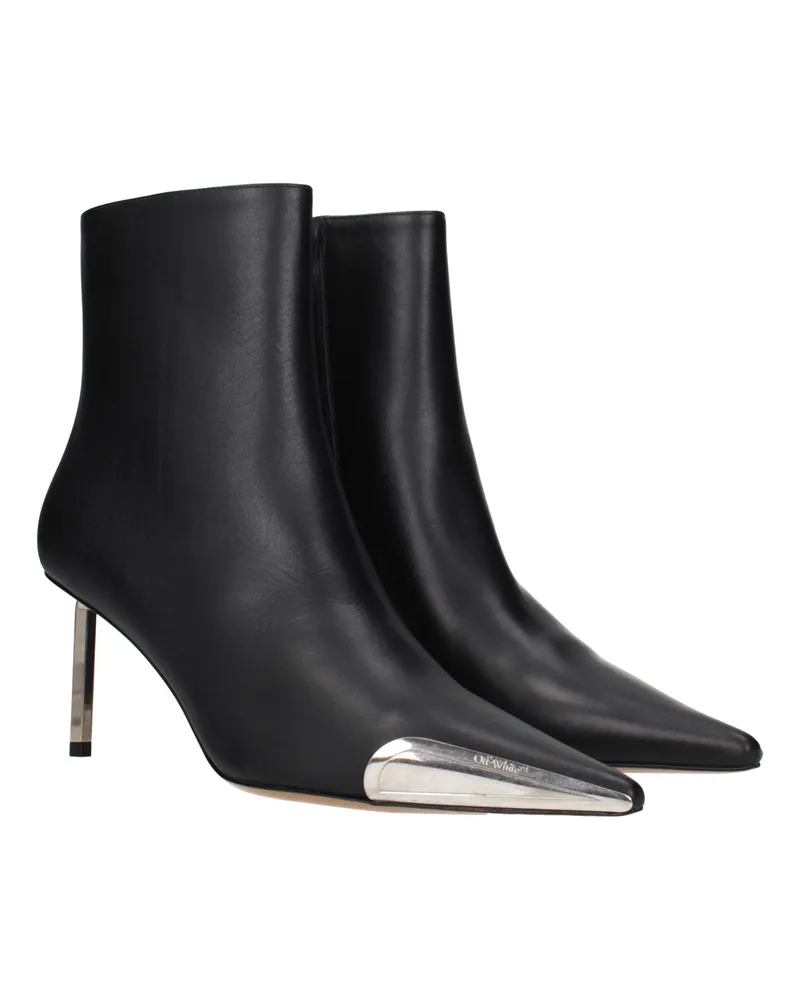 OFF-WHITE Women's Black Leather Ankle Boots Black