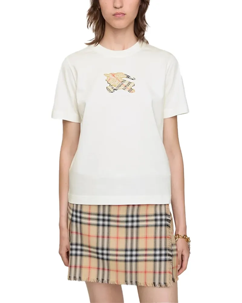 Burberry Embroidered Knight Logo T-Shirt — Beige Beige