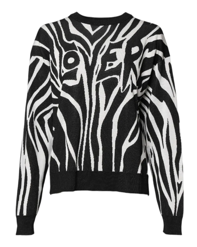 Dolce & Gabbana Black White Print Women Pullover Sweater Silk Woolviscose Polyester Clothing Black