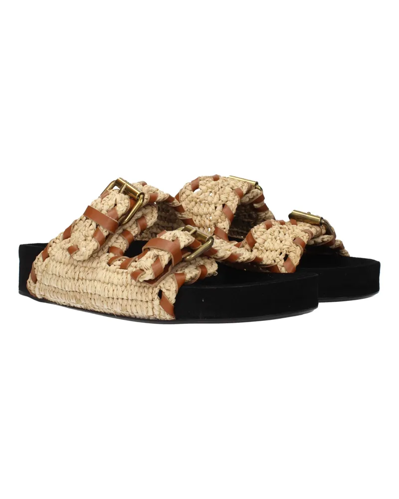Isabel Marant Women's Beige Raffia Slippers Beige