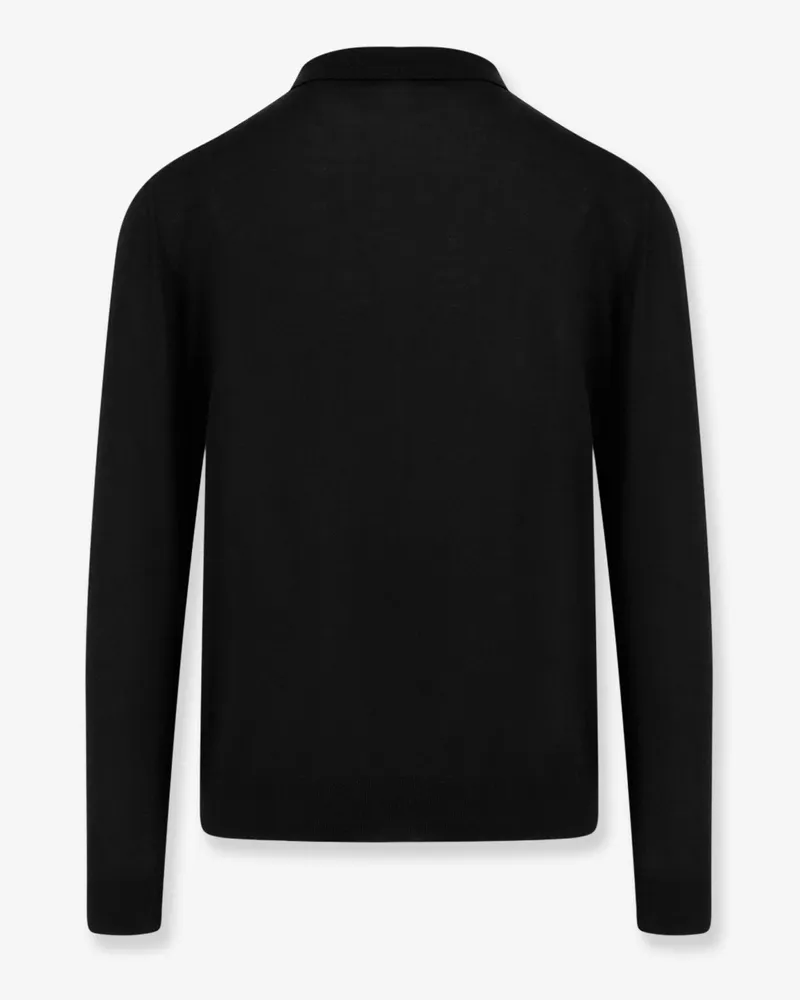 Kiton Men's Polo Shirt Black Wool T-shirts And Polos Black