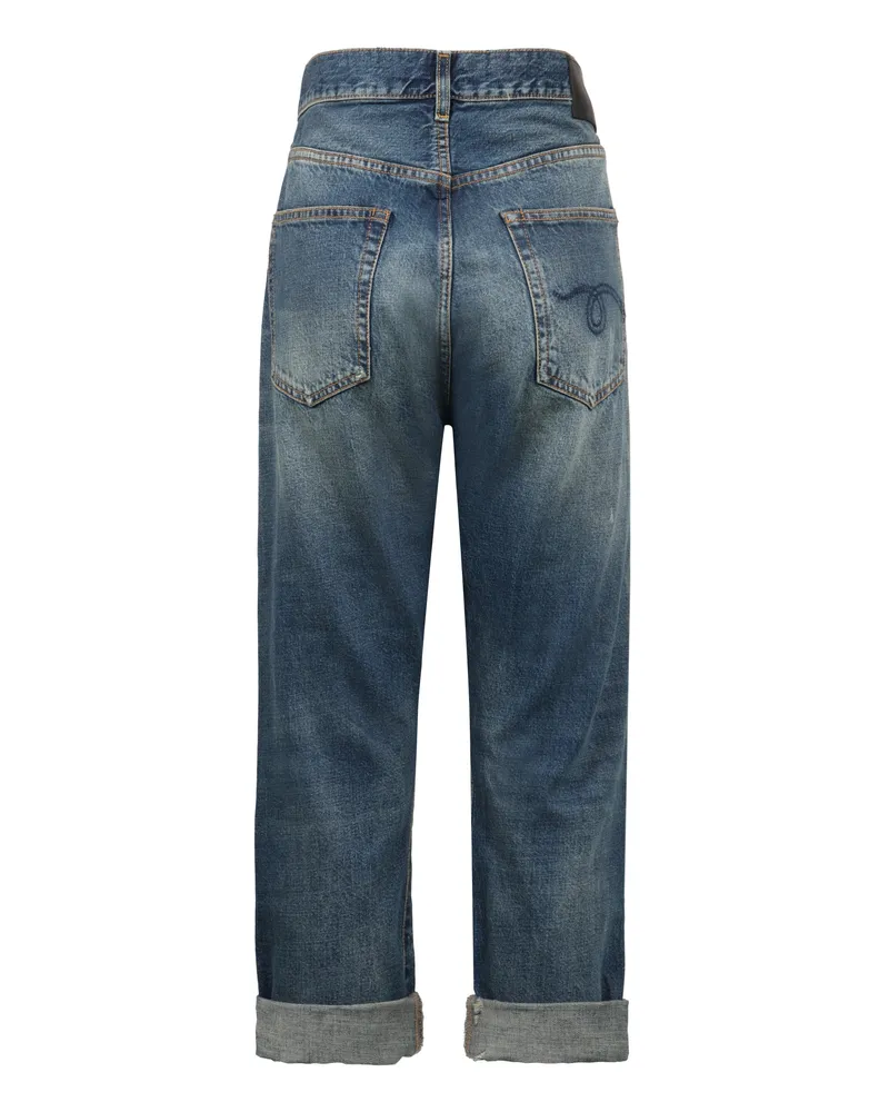 R13 Women's Cropped Denim Jeans Cotton Blue