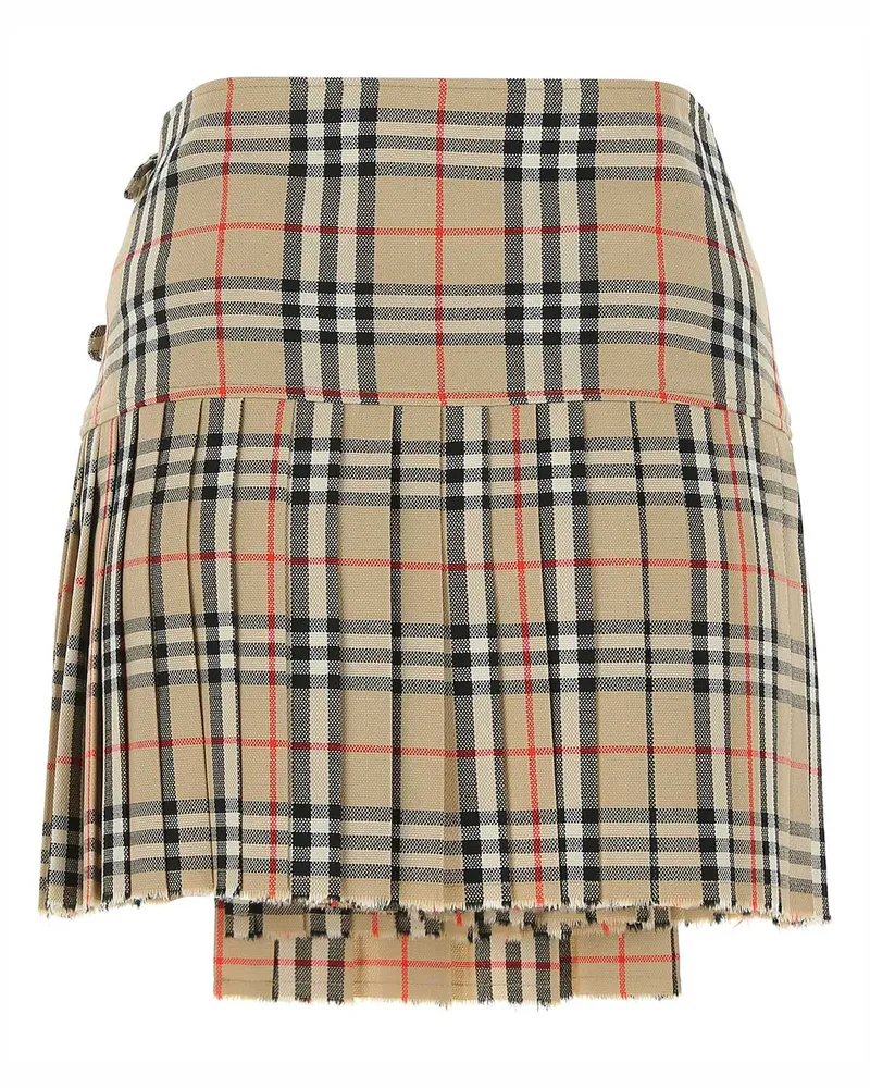 Burberry Women's Embroidered Wool Mini Skirt A7028 Exterior: Gonne Beige