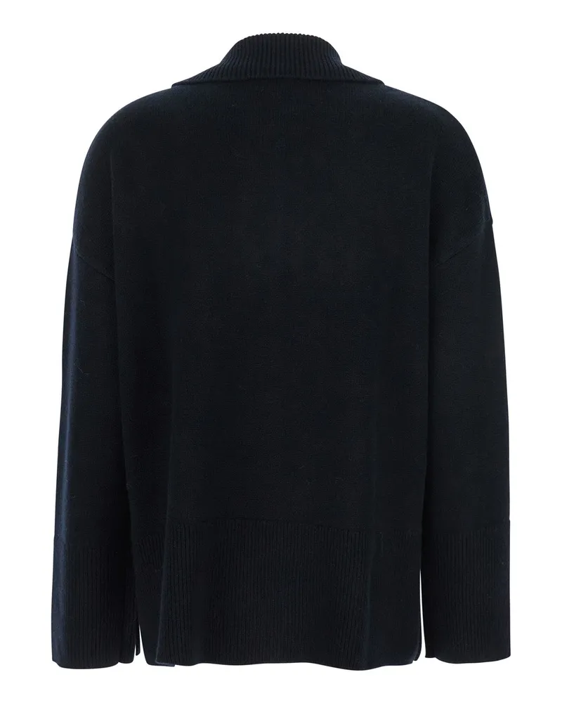 P.A.R.O.S.H. Wool-Cashmere Blend with Polo Collar Sweater — Black Black