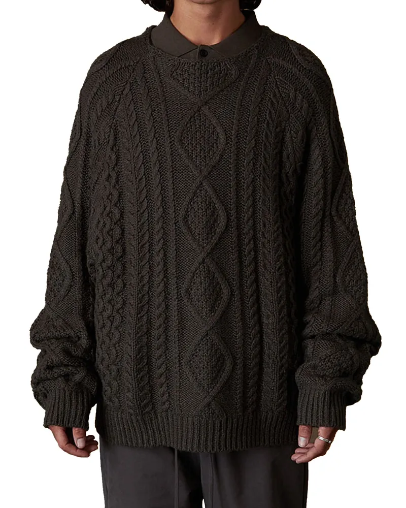Fear of God Men's Essentials Cable Knit Sweater Black Clothing > Knitwear Black