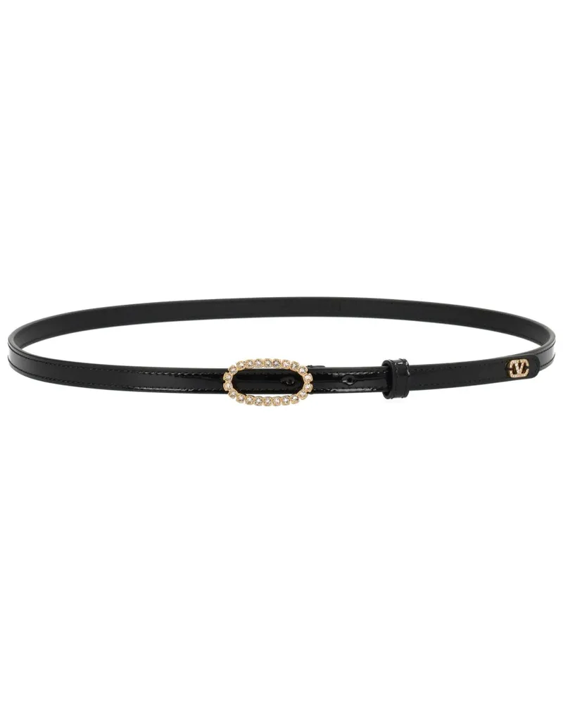 Valentino Garavani Mini VLogo Signature Leather Belt — Black Black