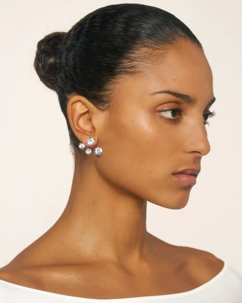 PANCONESI Women's Boucles Doreilles Constellation Cluster En Laiton Argenté Silver Jewelry Bijoux Silver