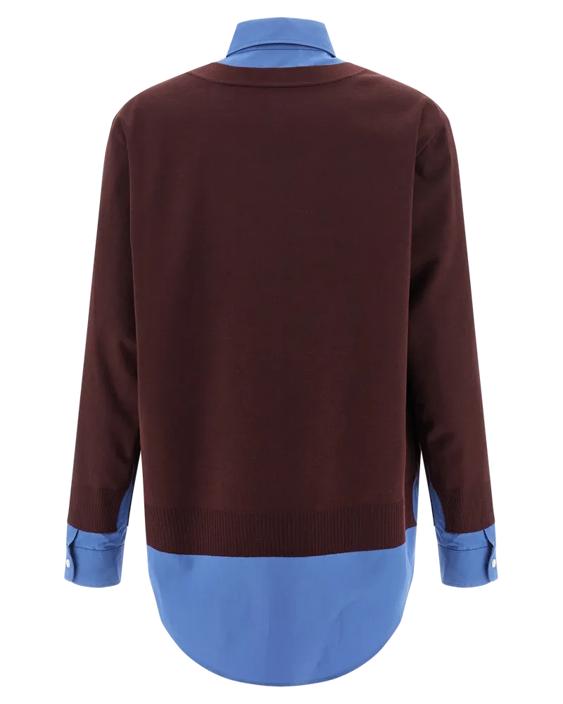 Miu Miu Women's Multicolor Virgin Wool Blouse Burgundy