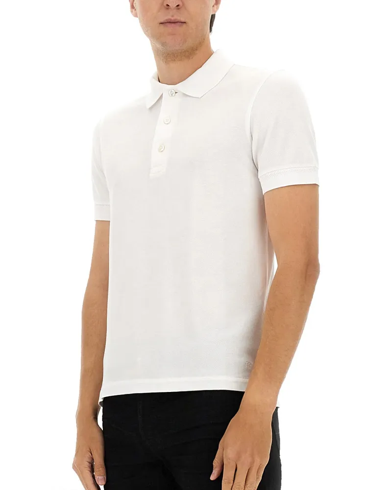 Tom Ford Pique Lyocell Polo Shirt — White White