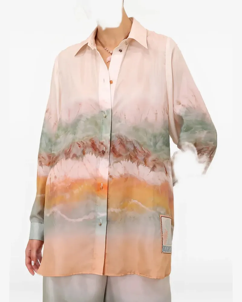 Zimmermann Women's Zim Daylight Relaxed Shirt Tie Dye Ss26 W Pink