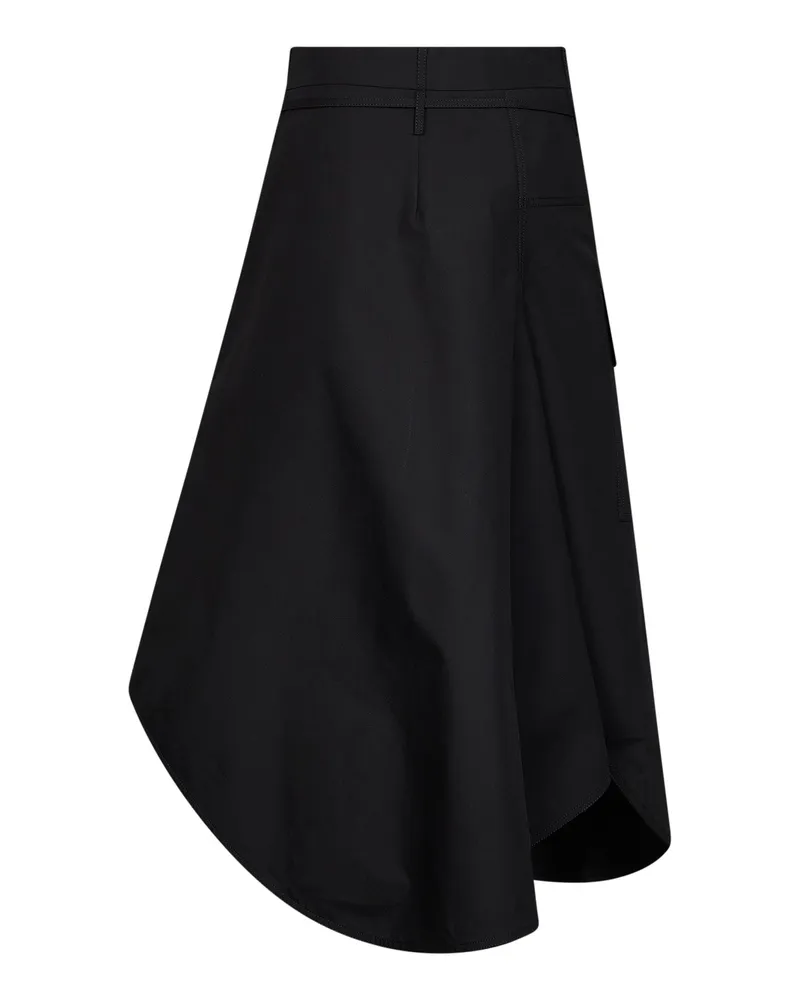 Bottega Veneta Women's Long Asymmetric Cotton Skirt Black Black