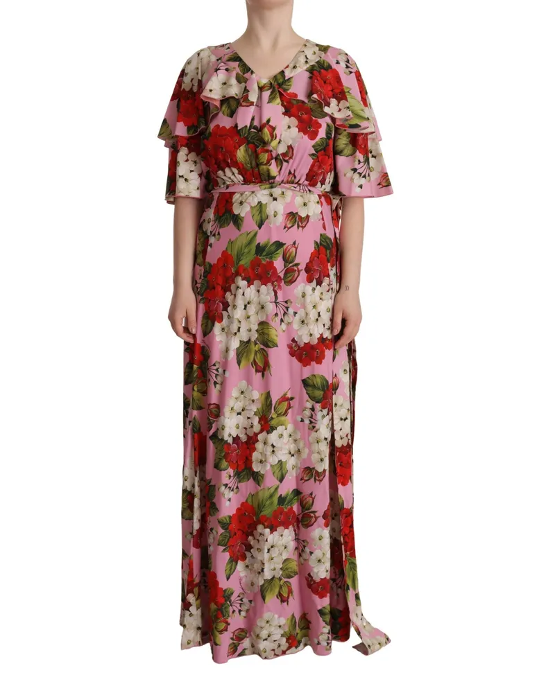 Dolce & Gabbana Floral Print Silk Dress — Pink Pink