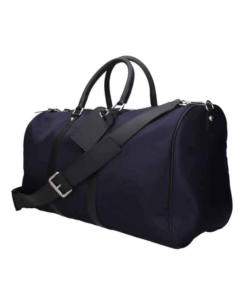 Kiton Men's Blue Nylon Luggage And Travel Bag Navy