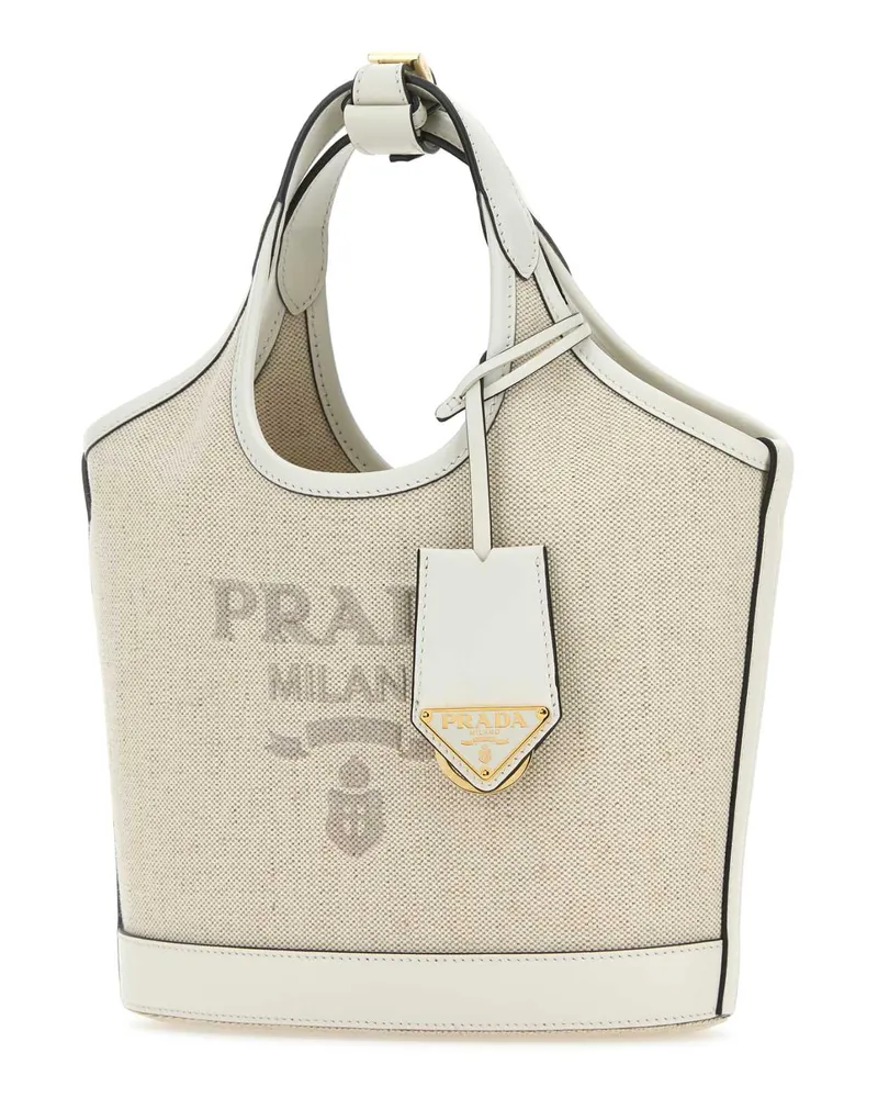 Prada Women's Sand Canvas Handbag Naturalebianco Borse A Mano Bag Beige