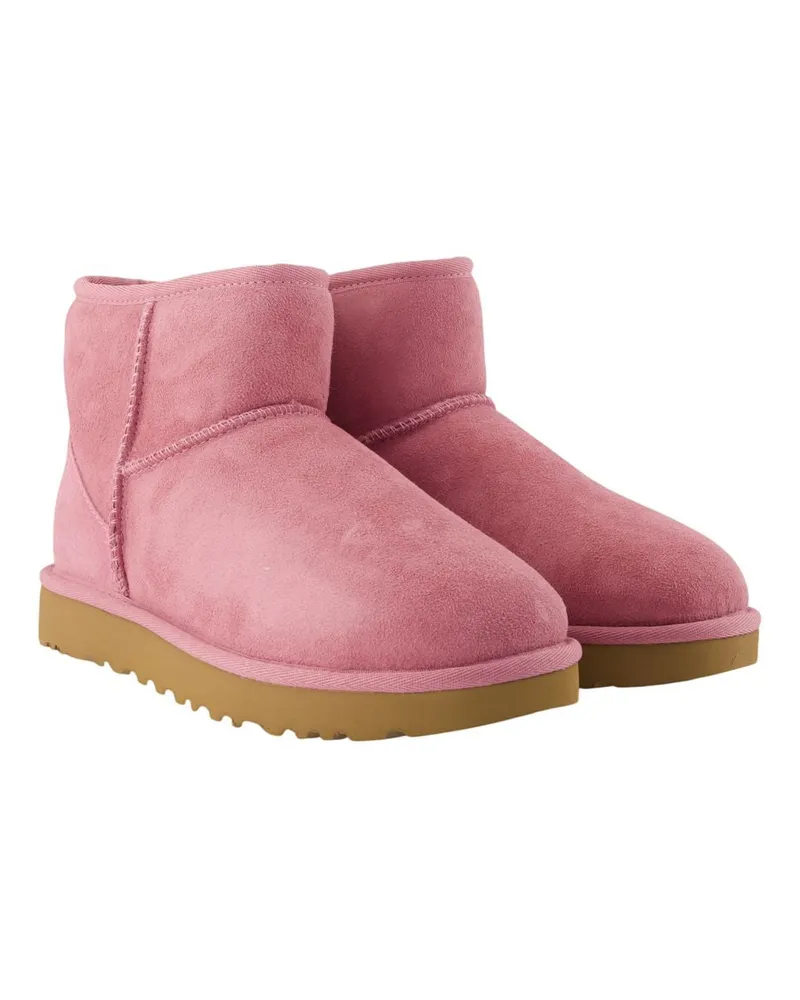 UGG Women's W Classic Mini Ii Ankle Boots -  Leather Pink Lambskin Shoes Ankle-Boots Pink