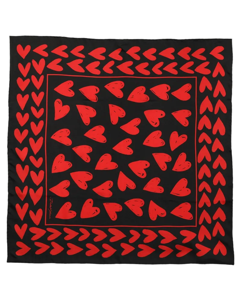 Dolce & Gabbana Silk Heart-Print Scarf — Black Black