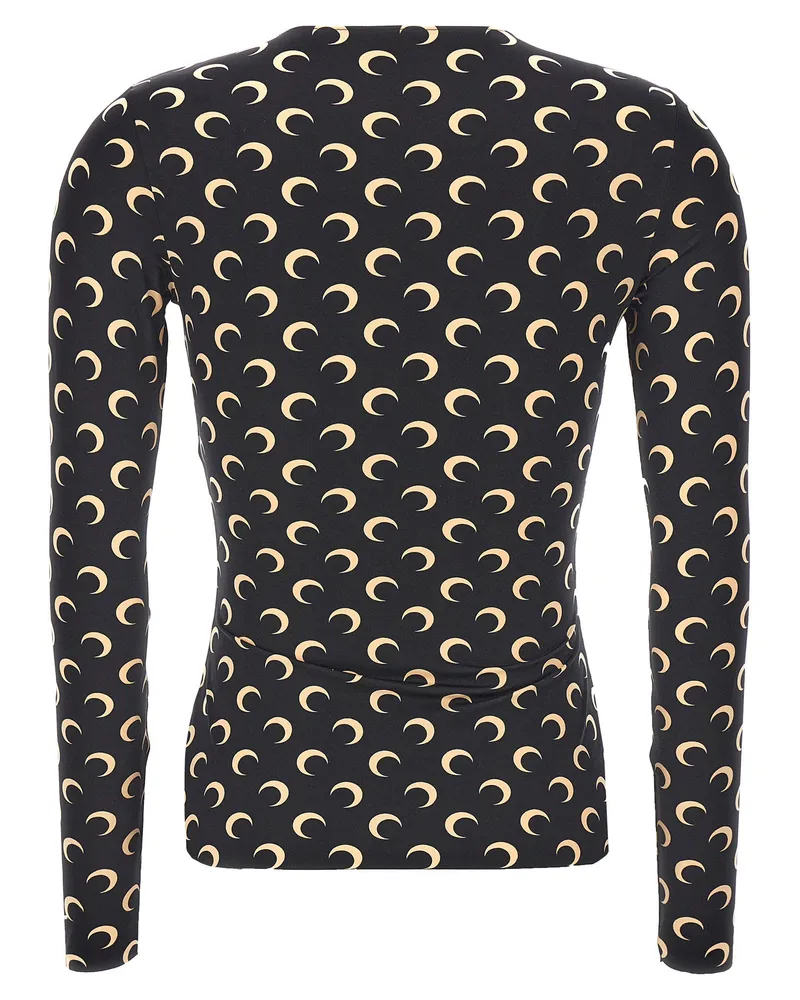Marine Serre Moon-Printed Jersey T-shirt — Black Black