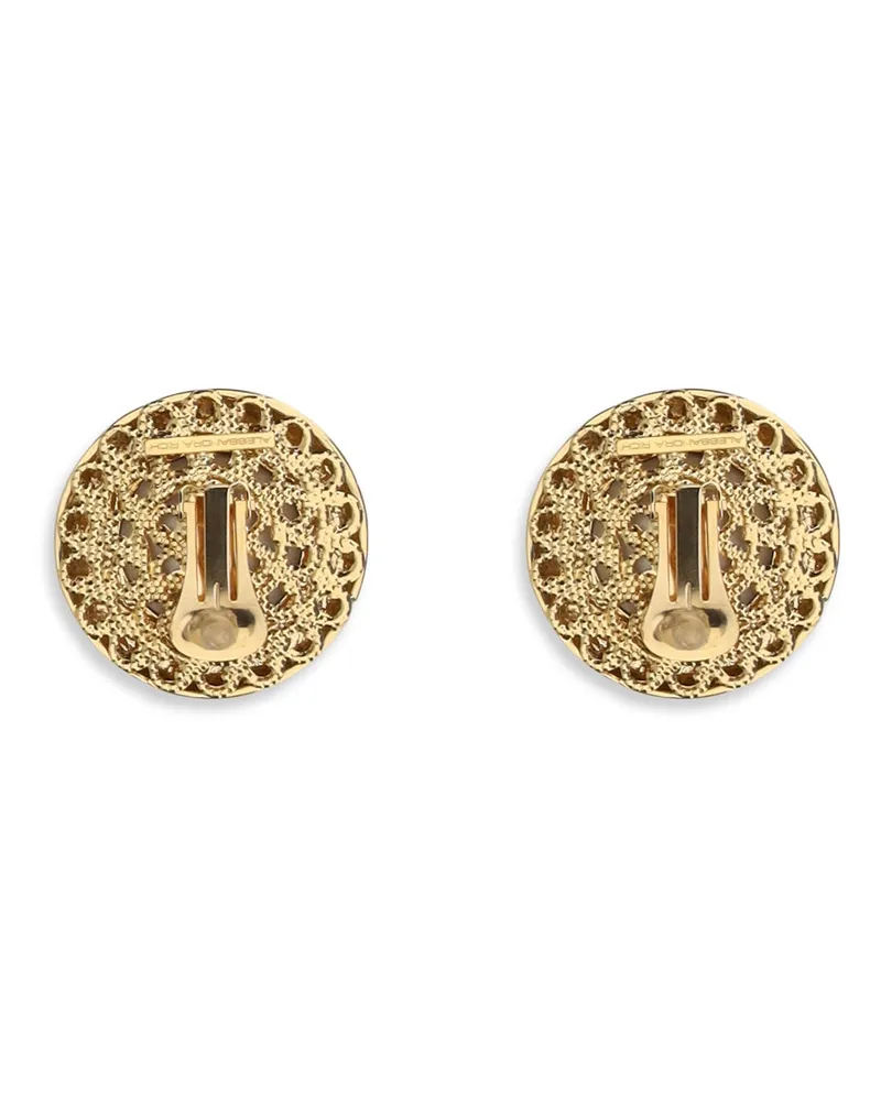 Alessandra Rich Round Crystal Clip-On Earrings — Gold Gold