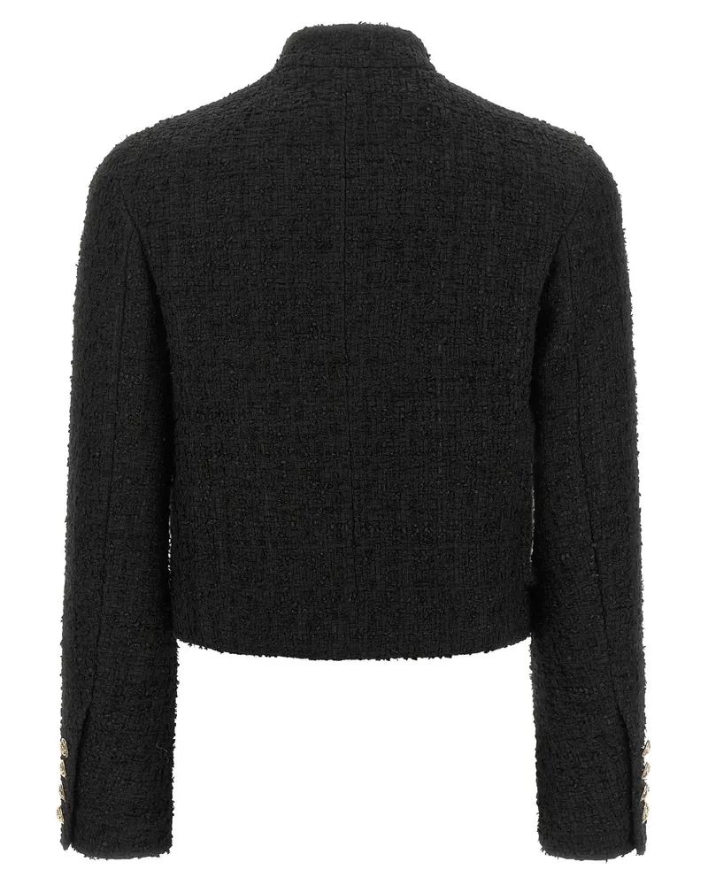 Balmain Double-Breasted Tweed Blazer — Black Black