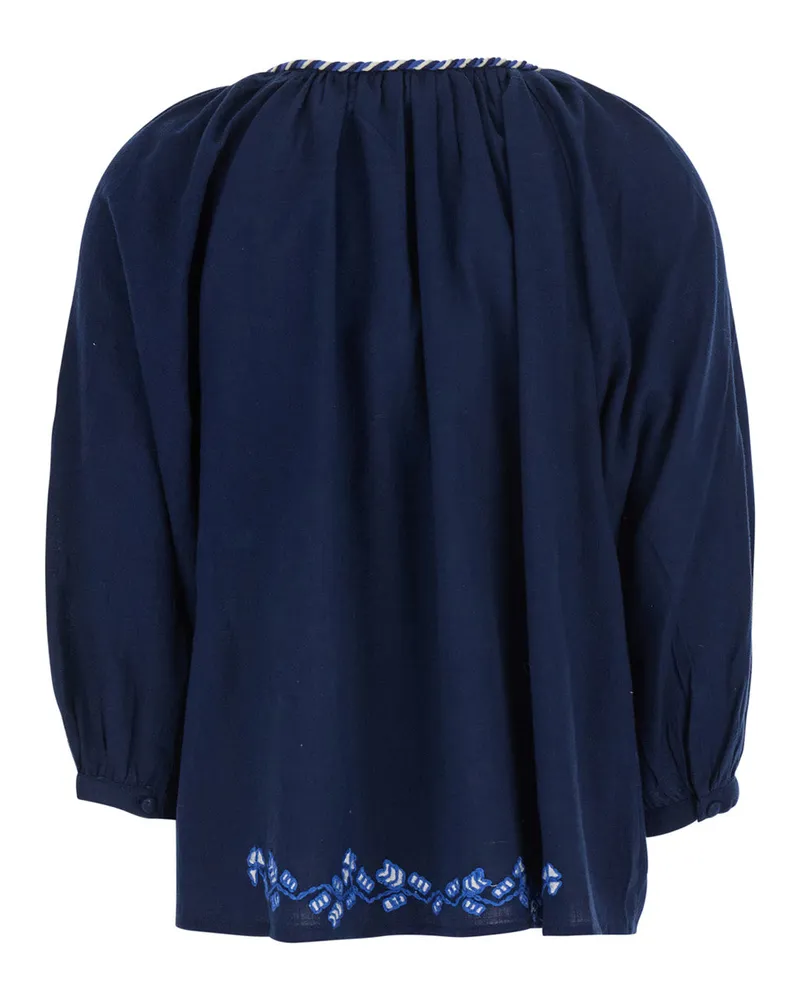 Derhy Women's Blouse Enora Blue Cotton Blouses Shirt Navy