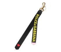 Logo-Embroidered Leather Key Case — Black