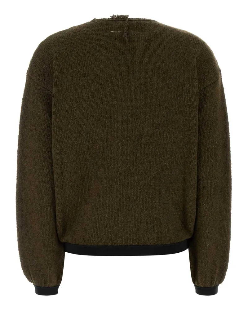 Maison Margiela Mohair Blend Crew Neck Sweater — Green Green
