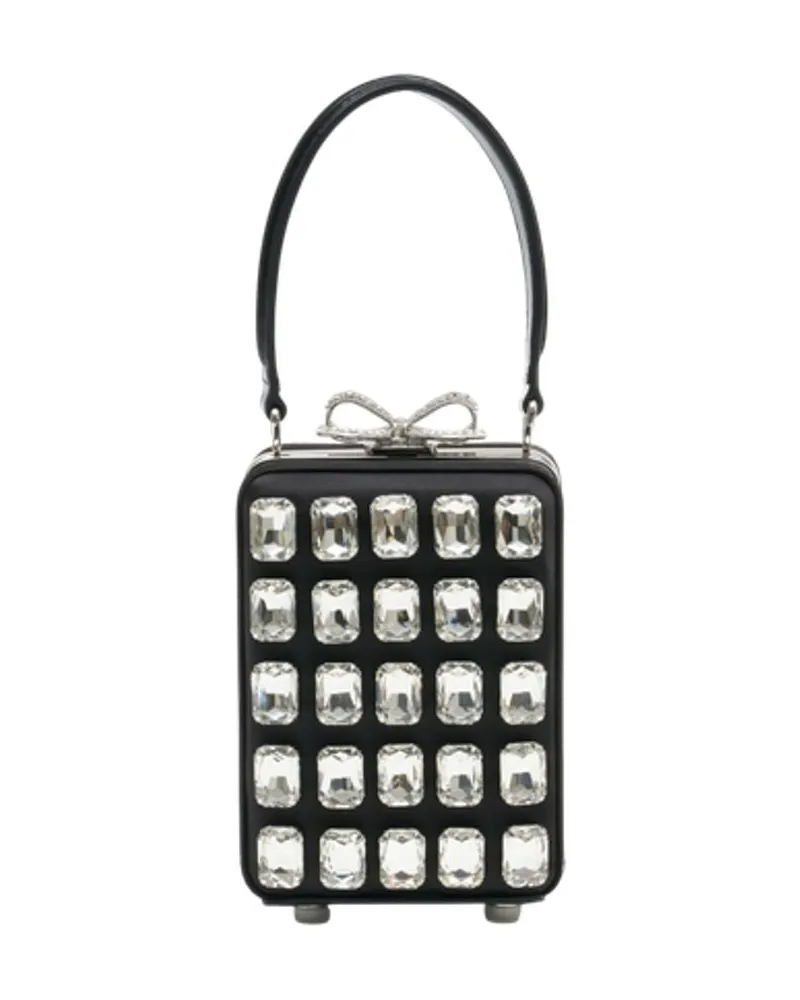 Self-Portrait Crystal-Embellished Clutch — Black Black