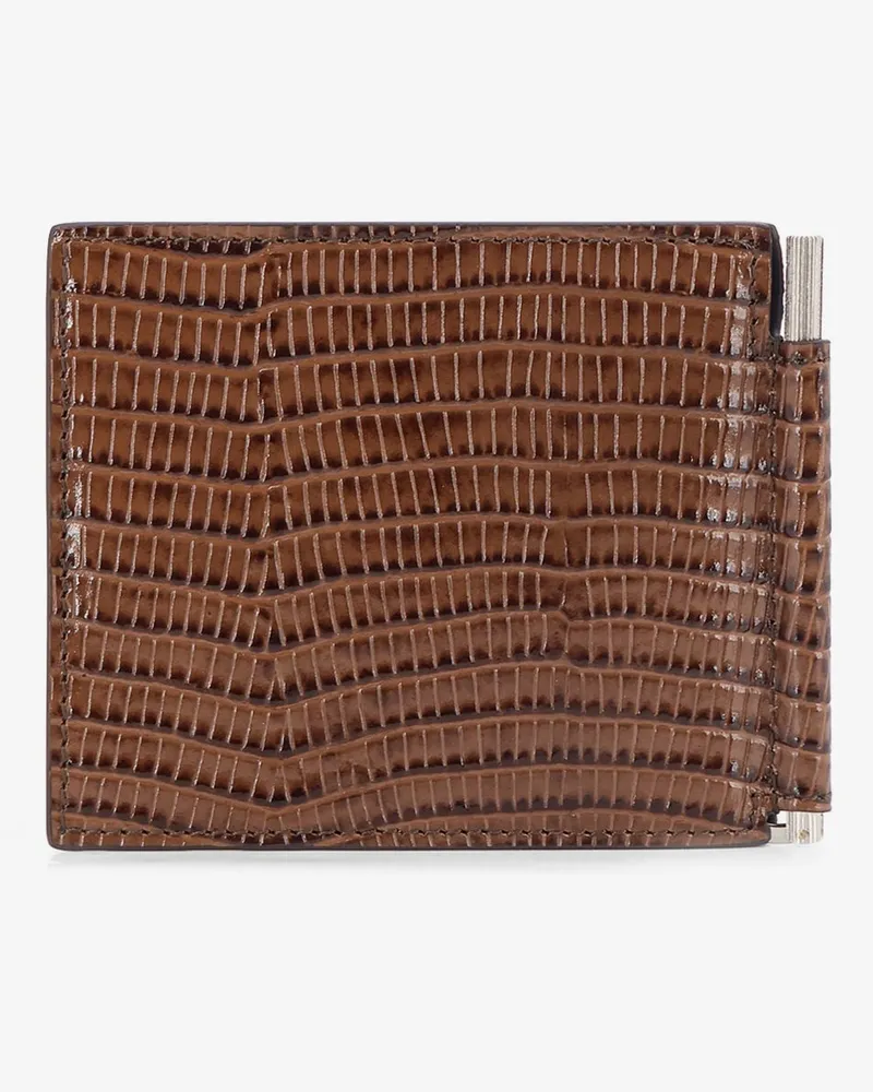 Tom Ford Men's Money Clip Leather Wallet T-Line Brown & Cardholders Brown