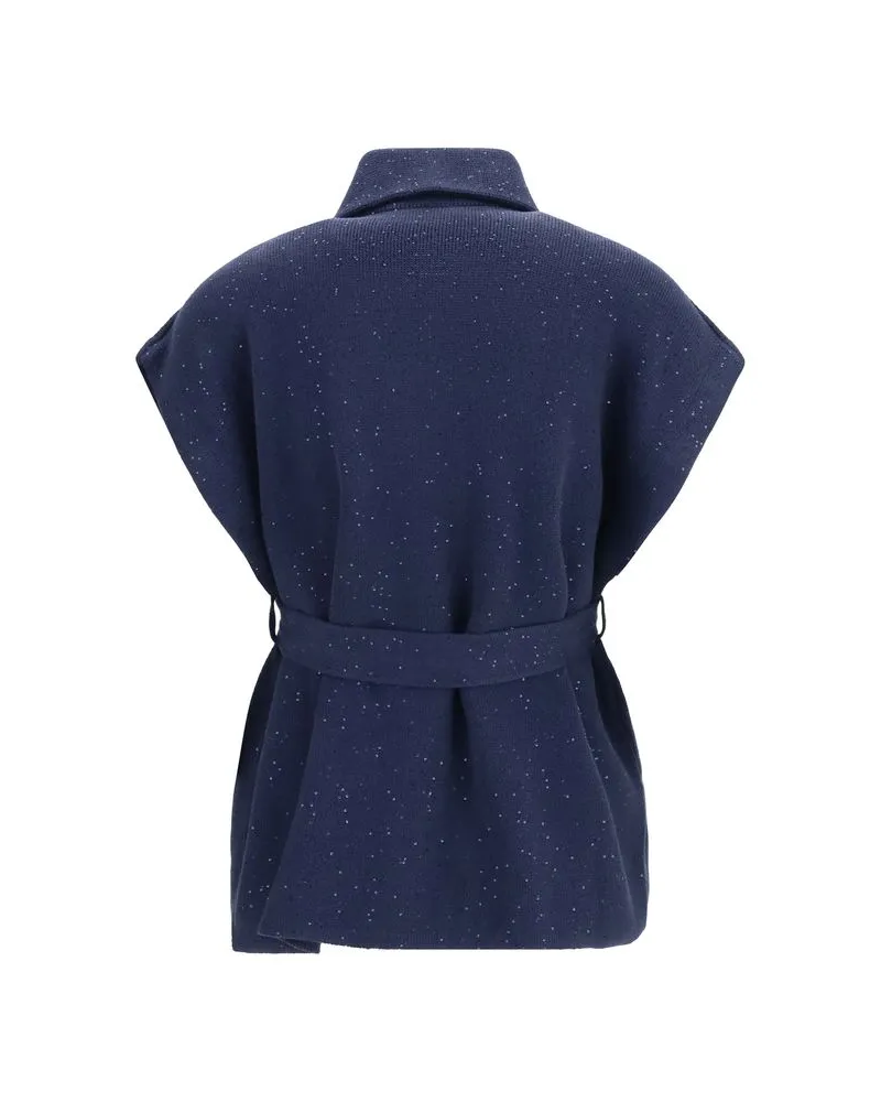 Brunello Cucinelli Women's Blue Cotton Coat Clothing Navy