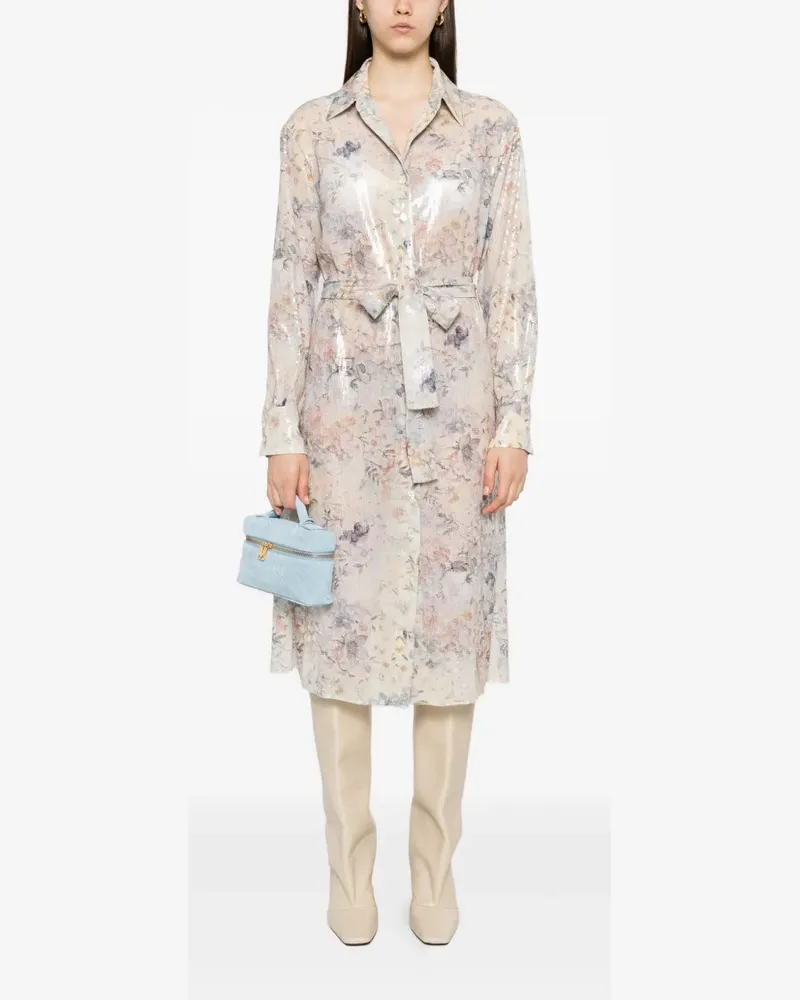 Golden Goose Women's Sequin Floral Shirt Midi Day Dress Aw25 W Off-white