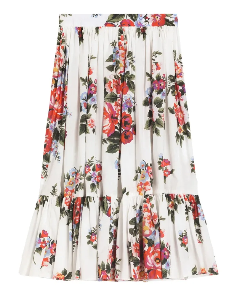 Dolce & Gabbana Floral Cotton Skirt — White White