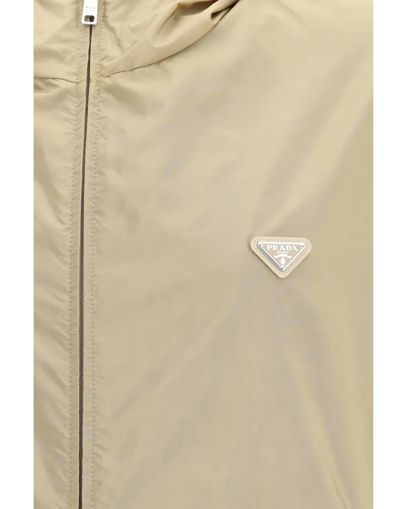 Prada Men's Down Jacket Re-Nylon Reversible Camel-Aviation Recycled Polyamide Padded & Camel/aviation Blue