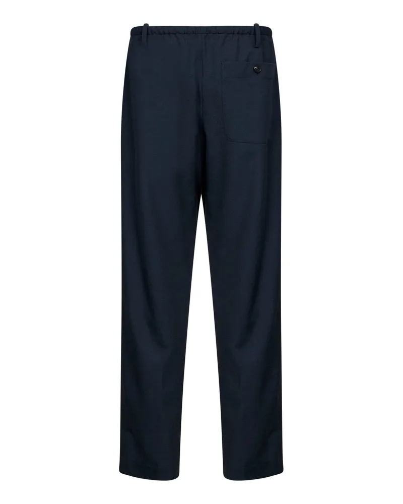 Dries van Noten Men's Trousers Penny Straight-Leg Blue Wool Navy