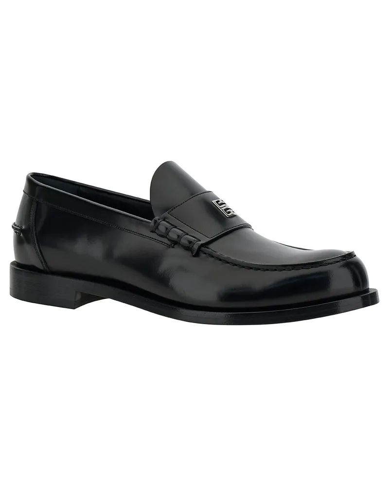 Givenchy Men's Black Leather Loafers With 4g Detail Bull Black