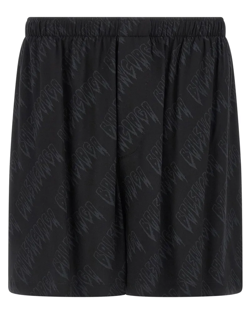 Balenciaga Men Black Viscose Bermuda Shorts Black