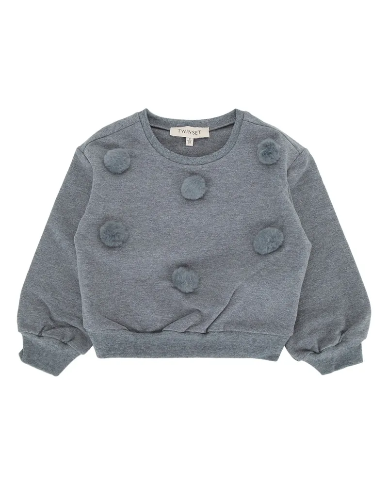 Twin-Set Sweater Pom Pom Sweatshirt — Gray Gray
