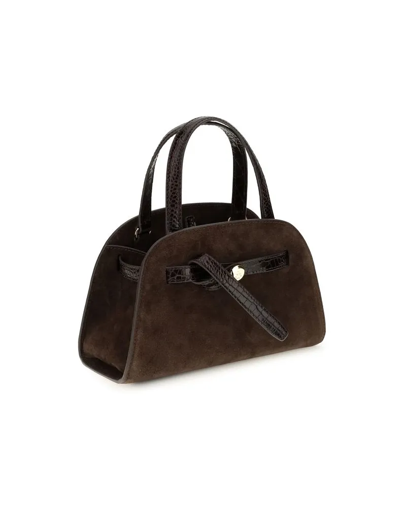 Tory Burch Suede Top Handle Bag — Brown Brown