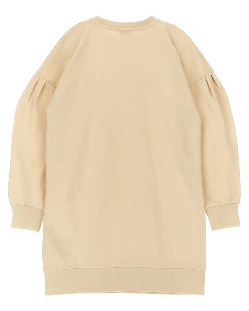 Moncler Pleated Sleeve Sweatshirt Dress — Cream Cream